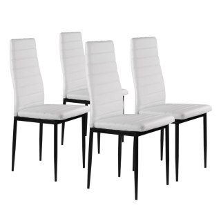 ModernHome Zestaw krzeseł do jadalni salonu z krzesło ekoskóry 4 szt. wysokie oparcie - białe ModernHome