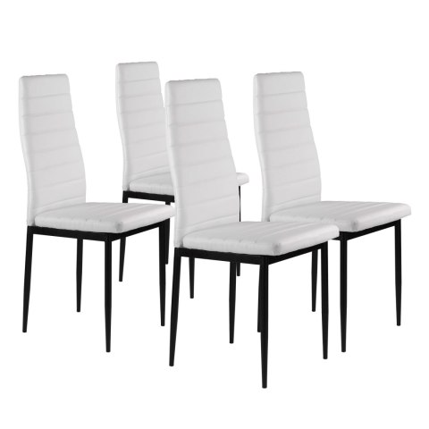 ModernHome Zestaw krzeseł do jadalni salonu z krzesło ekoskóry 4 szt. wysokie oparcie - białe ModernHome ModernHome Zestaw krzeseł do jadalni salonu z krzesło ekoskóry 4 szt. wysokie oparcie - białe ModernHome