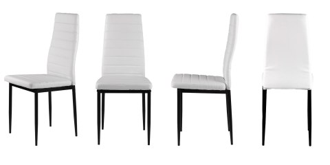 ModernHome Zestaw krzeseł do jadalni salonu z krzesło ekoskóry 4 szt. wysokie oparcie - białe ModernHome ModernHome Zestaw krzeseł do jadalni salonu z krzesło ekoskóry 4 szt. wysokie oparcie - białe ModernHome