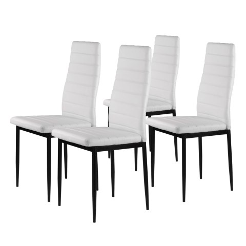 ModernHome Zestaw krzeseł do jadalni salonu z krzesło ekoskóry 4 szt. wysokie oparcie - białe ModernHome ModernHome Zestaw krzeseł do jadalni salonu z krzesło ekoskóry 4 szt. wysokie oparcie - białe ModernHome
