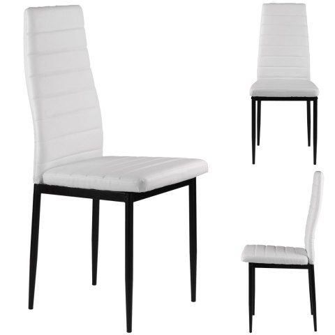ModernHome Zestaw krzeseł do jadalni salonu z krzesło ekoskóry 4 szt. wysokie oparcie - białe ModernHome ModernHome Zestaw krzeseł do jadalni salonu z krzesło ekoskóry 4 szt. wysokie oparcie - białe ModernHome