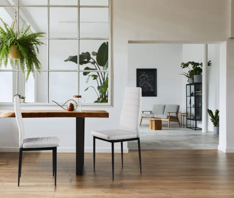 ModernHome Zestaw krzeseł do jadalni salonu z krzesło ekoskóry 4 szt. wysokie oparcie - białe ModernHome ModernHome Zestaw krzeseł do jadalni salonu z krzesło ekoskóry 4 szt. wysokie oparcie - białe ModernHome