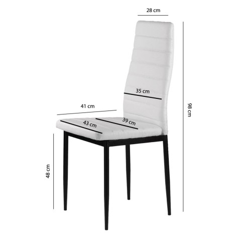 ModernHome Zestaw krzeseł do jadalni salonu z krzesło ekoskóry 4 szt. wysokie oparcie - białe ModernHome ModernHome Zestaw krzeseł do jadalni salonu z krzesło ekoskóry 4 szt. wysokie oparcie - białe ModernHome