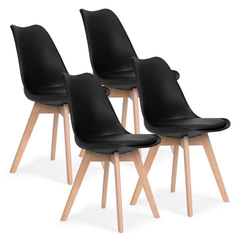 ModernHome Komplet 4 krzeseł do salonu jadalni z poduszką ekoskóra Czarne ModernHome ModernHome Komplet 4 krzeseł do salonu jadalni z poduszką ekoskóra Czarne ModernHome