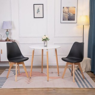 ModernHome Komplet 4 krzeseł do salonu jadalni z poduszką ekoskóra Czarne ModernHome