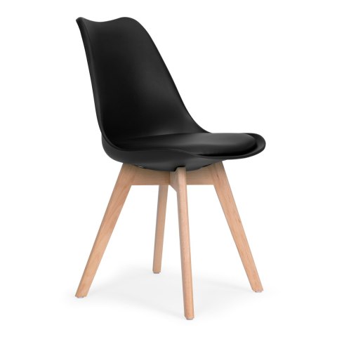 ModernHome Komplet 4 krzeseł do salonu jadalni z poduszką ekoskóra Czarne ModernHome ModernHome Komplet 4 krzeseł do salonu jadalni z poduszką ekoskóra Czarne ModernHome