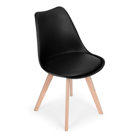 ModernHome Komplet 4 krzeseł do salonu jadalni z poduszką ekoskóra Czarne ModernHome ModernHome Komplet 4 krzeseł do salonu jadalni z poduszką ekoskóra Czarne ModernHome