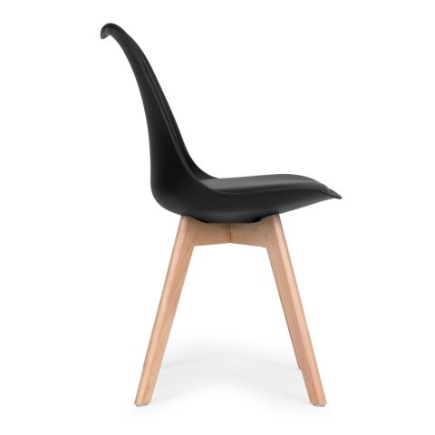 ModernHome Komplet 4 krzeseł do salonu jadalni z poduszką ekoskóra Czarne ModernHome ModernHome Komplet 4 krzeseł do salonu jadalni z poduszką ekoskóra Czarne ModernHome