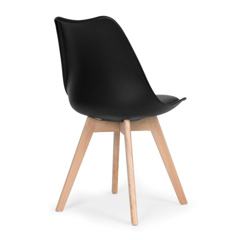 ModernHome Komplet 4 krzeseł do salonu jadalni z poduszką ekoskóra Czarne ModernHome ModernHome Komplet 4 krzeseł do salonu jadalni z poduszką ekoskóra Czarne ModernHome