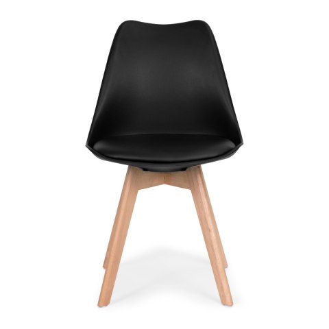 ModernHome Komplet 4 krzeseł do salonu jadalni z poduszką ekoskóra Czarne ModernHome ModernHome Komplet 4 krzeseł do salonu jadalni z poduszką ekoskóra Czarne ModernHome