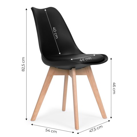ModernHome Komplet 4 krzeseł do salonu jadalni z poduszką ekoskóra Czarne ModernHome ModernHome Komplet 4 krzeseł do salonu jadalni z poduszką ekoskóra Czarne ModernHome