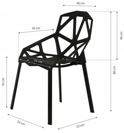 ModernHome Komplet nowoczesnych krzeseł krzesło do salonu czarne 4szt ModernHome Komplet nowoczesnych krzeseł krzesło do salonu czarne 4szt
