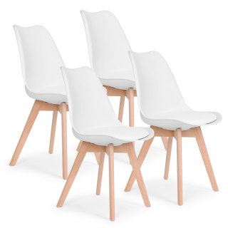 ModernHome Zestaw 4 krzeseł krzesło do salonu jadalni z poduszką Białe ModernHome