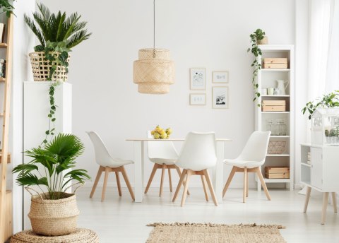 ModernHome Zestaw 4 krzeseł krzesło do salonu jadalni z poduszką Białe ModernHome ModernHome Zestaw 4 krzeseł krzesło do salonu jadalni z poduszką Białe ModernHome