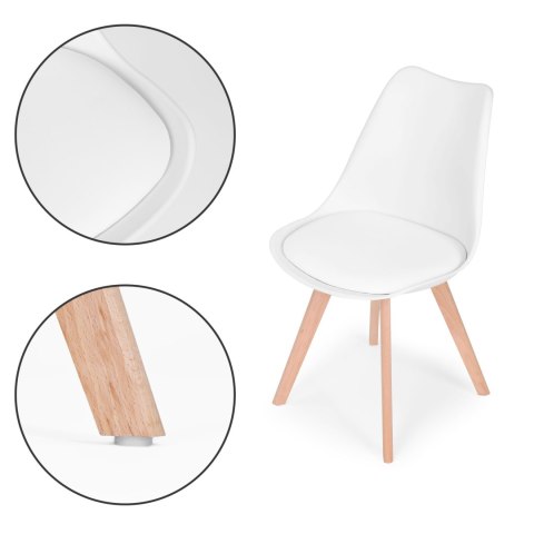 ModernHome Zestaw 4 krzeseł krzesło do salonu jadalni z poduszką Białe ModernHome ModernHome Zestaw 4 krzeseł krzesło do salonu jadalni z poduszką Białe ModernHome