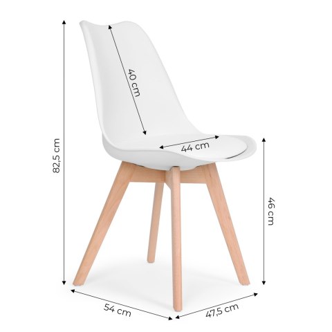 ModernHome Zestaw 4 krzeseł krzesło do salonu jadalni z poduszką Białe ModernHome ModernHome Zestaw 4 krzeseł krzesło do salonu jadalni z poduszką Białe ModernHome