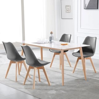 ModernHome Zestaw 4 krzeseł krzesło do salonu jadalni z poduszką Szare ModernHome