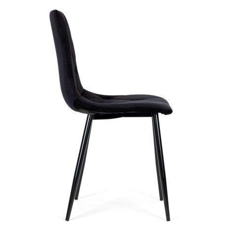ModernHome Komplet 4 krzeseł krzesło pikowane welurowe do jadalni i salonu czarne ModernHome ModernHome Komplet 4 krzeseł krzesło pikowane welurowe do jadalni i salonu czarne ModernHome