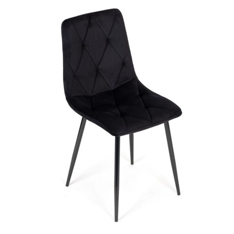 ModernHome Komplet 4 krzeseł krzesło pikowane welurowe do jadalni i salonu czarne ModernHome ModernHome Komplet 4 krzeseł krzesło pikowane welurowe do jadalni i salonu czarne ModernHome