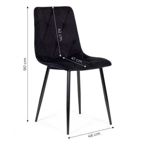 ModernHome Komplet 4 krzeseł krzesło pikowane welurowe do jadalni i salonu czarne ModernHome ModernHome Komplet 4 krzeseł krzesło pikowane welurowe do jadalni i salonu czarne ModernHome