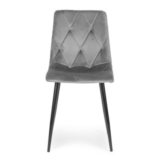 ModernHome Komplet 4 krzeseł krzesło pikowane welurowe do jadalni i salonu szare ModernHome