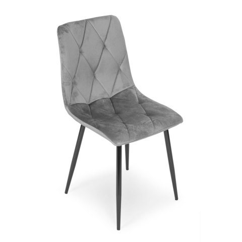 ModernHome Komplet 4 krzeseł krzesło pikowane welurowe do jadalni i salonu szare ModernHome ModernHome Komplet 4 krzeseł krzesło pikowane welurowe do jadalni i salonu szare ModernHome