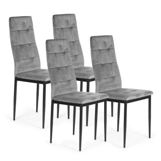 ModernHome Komplet 4 krzeseł krzesło welurowe do jadalni i salonu 4 sztuki szare ModernHome