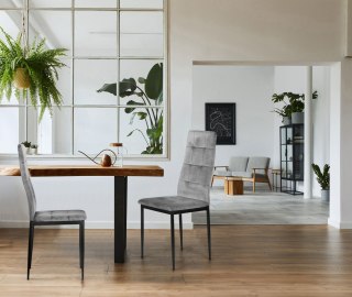ModernHome Komplet 4 krzeseł krzesło welurowe do jadalni i salonu 4 sztuki szare ModernHome