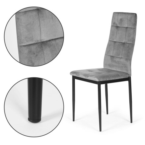 ModernHome Komplet 4 krzeseł krzesło welurowe do jadalni i salonu 4 sztuki szare ModernHome ModernHome Komplet 4 krzeseł krzesło welurowe do jadalni i salonu 4 sztuki szare ModernHome