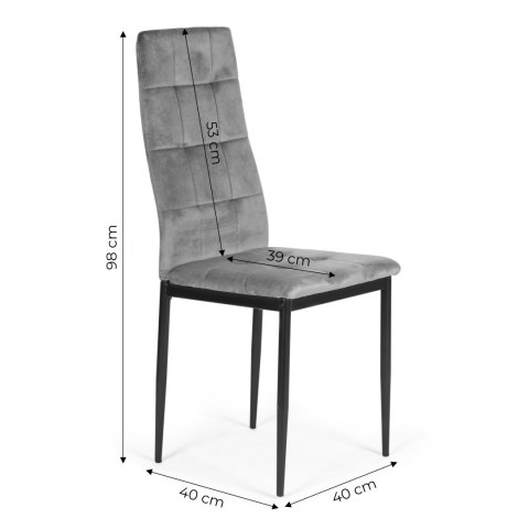 ModernHome Komplet 4 krzeseł krzesło welurowe do jadalni i salonu 4 sztuki szare ModernHome ModernHome Komplet 4 krzeseł krzesło welurowe do jadalni i salonu 4 sztuki szare ModernHome