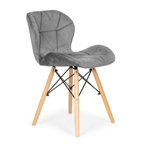 ModernHome Komplet 4 krzeseł welurowych do jadalni i salonu szare ModernHome ModernHome Komplet 4 krzeseł welurowych do jadalni i salonu szare ModernHome