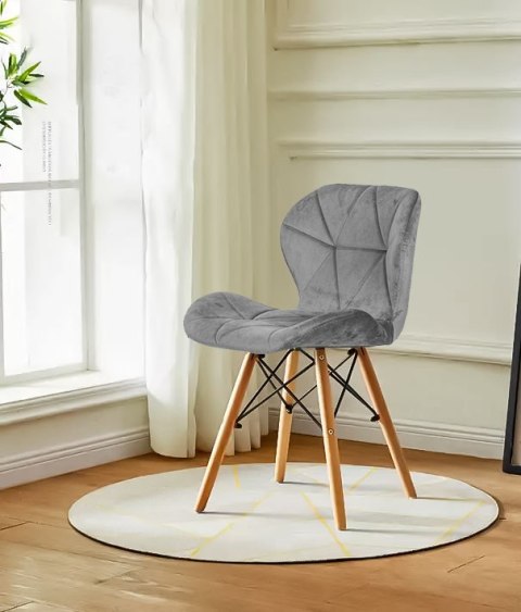 ModernHome Komplet 4 krzeseł welurowych do jadalni i salonu szare ModernHome ModernHome Komplet 4 krzeseł welurowych do jadalni i salonu szare ModernHome