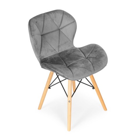 ModernHome Komplet 4 krzeseł welurowych do jadalni i salonu szare ModernHome ModernHome Komplet 4 krzeseł welurowych do jadalni i salonu szare ModernHome