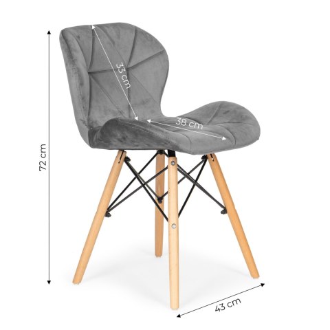 ModernHome Komplet 4 krzeseł welurowych do jadalni i salonu szare ModernHome ModernHome Komplet 4 krzeseł welurowych do jadalni i salonu szare ModernHome