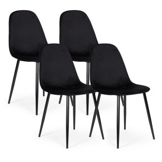 ModernHome Komplet 4 krzeseł welurowych krzesło do jadalni i salonu czarne ModernHome
