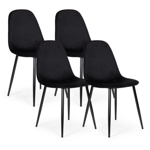 ModernHome Komplet 4 krzeseł welurowych krzesło do jadalni i salonu czarne ModernHome ModernHome Komplet 4 krzeseł welurowych krzesło do jadalni i salonu czarne ModernHome
