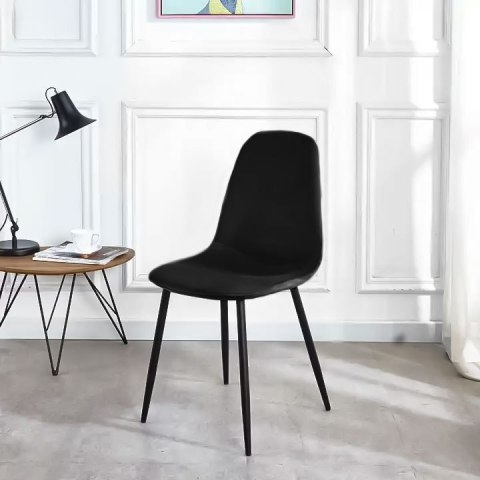 ModernHome Komplet 4 krzeseł welurowych krzesło do jadalni i salonu czarne ModernHome ModernHome Komplet 4 krzeseł welurowych krzesło do jadalni i salonu czarne ModernHome