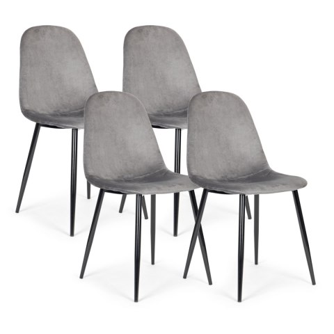 ModernHome Komplet 4 krzeseł welurowych krzesło do jadalni i salonu szare ModernHome ModernHome Komplet 4 krzeseł welurowych krzesło do jadalni i salonu szare ModernHome