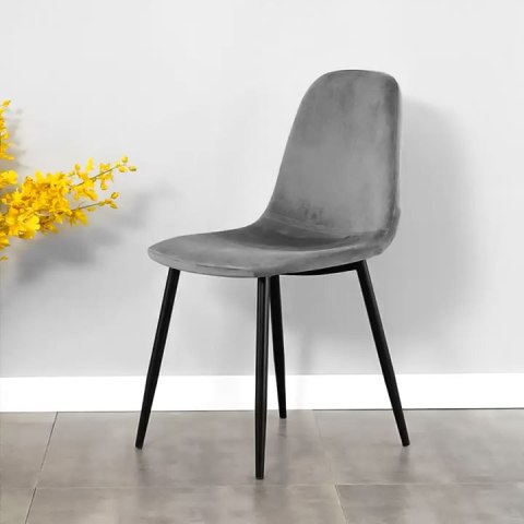 ModernHome Komplet 4 krzeseł welurowych krzesło do jadalni i salonu szare ModernHome ModernHome Komplet 4 krzeseł welurowych krzesło do jadalni i salonu szare ModernHome