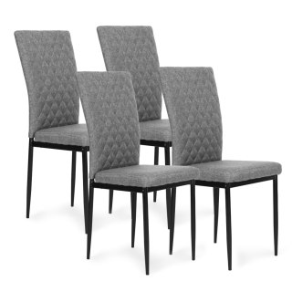 ModernHome Komplet krzeseł pikowanych krzesło do jadalni i salonu 4 sztuki szare ModernHome