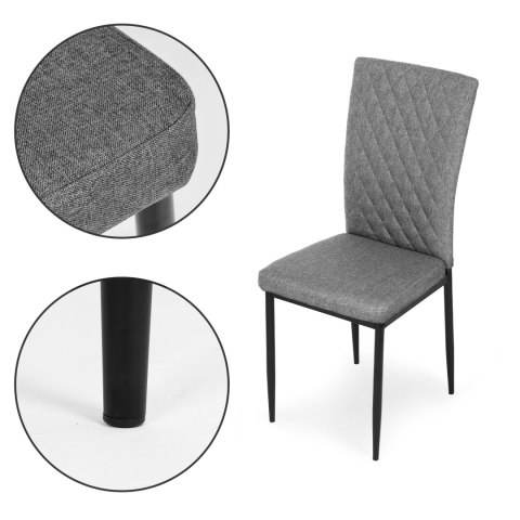 ModernHome Komplet krzeseł pikowanych krzesło do jadalni i salonu 4 sztuki szare ModernHome ModernHome Komplet krzeseł pikowanych krzesło do jadalni i salonu 4 sztuki szare ModernHome