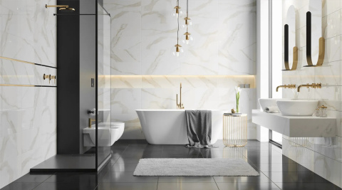 CERAMICA BIANCA ROYAL GOLD RETT. 25X75